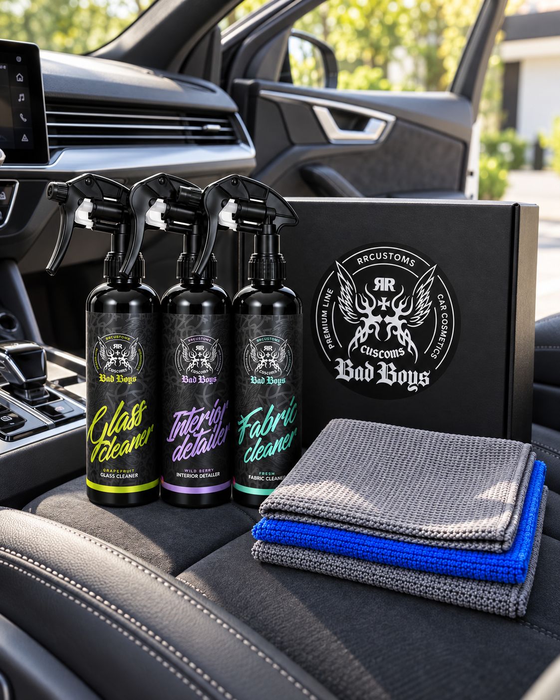 Bad Boys Set na údržbu interiéru auta – plasty, skla, textil ,mikrovlákna